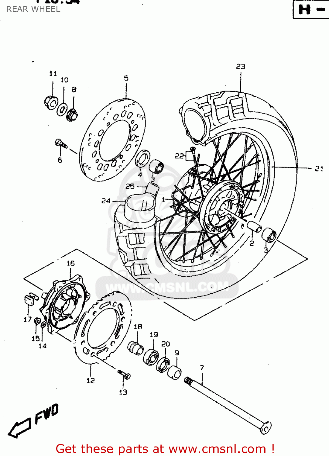 REAR WHEEL XF650 1998 (W) (E02 E04 E17 E18 E22 E24 E25 E34) / P9
