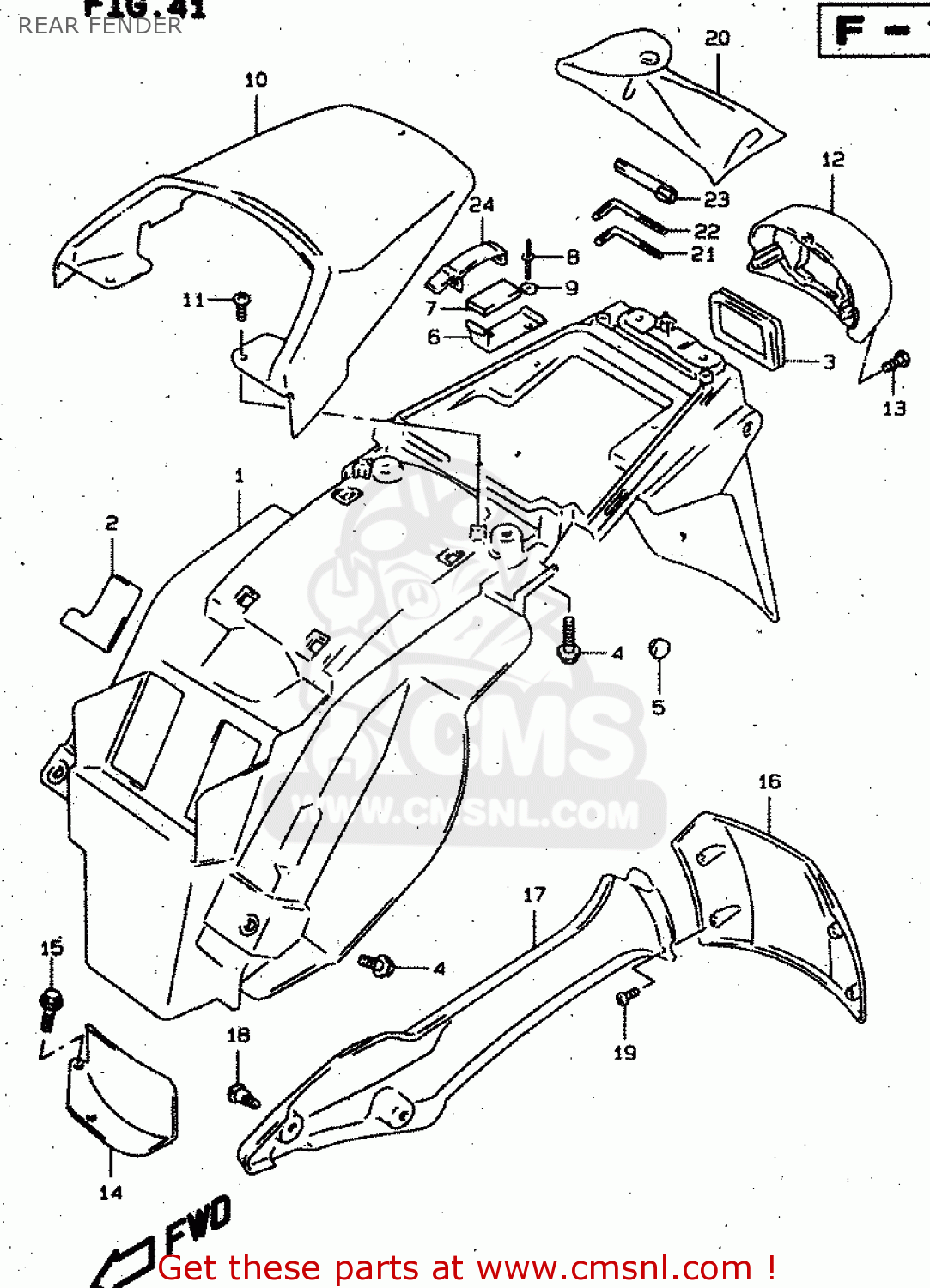 REAR FENDER XF650 1999 (X) (E02 E04 E17 E18 E22 E24 E25 E34)