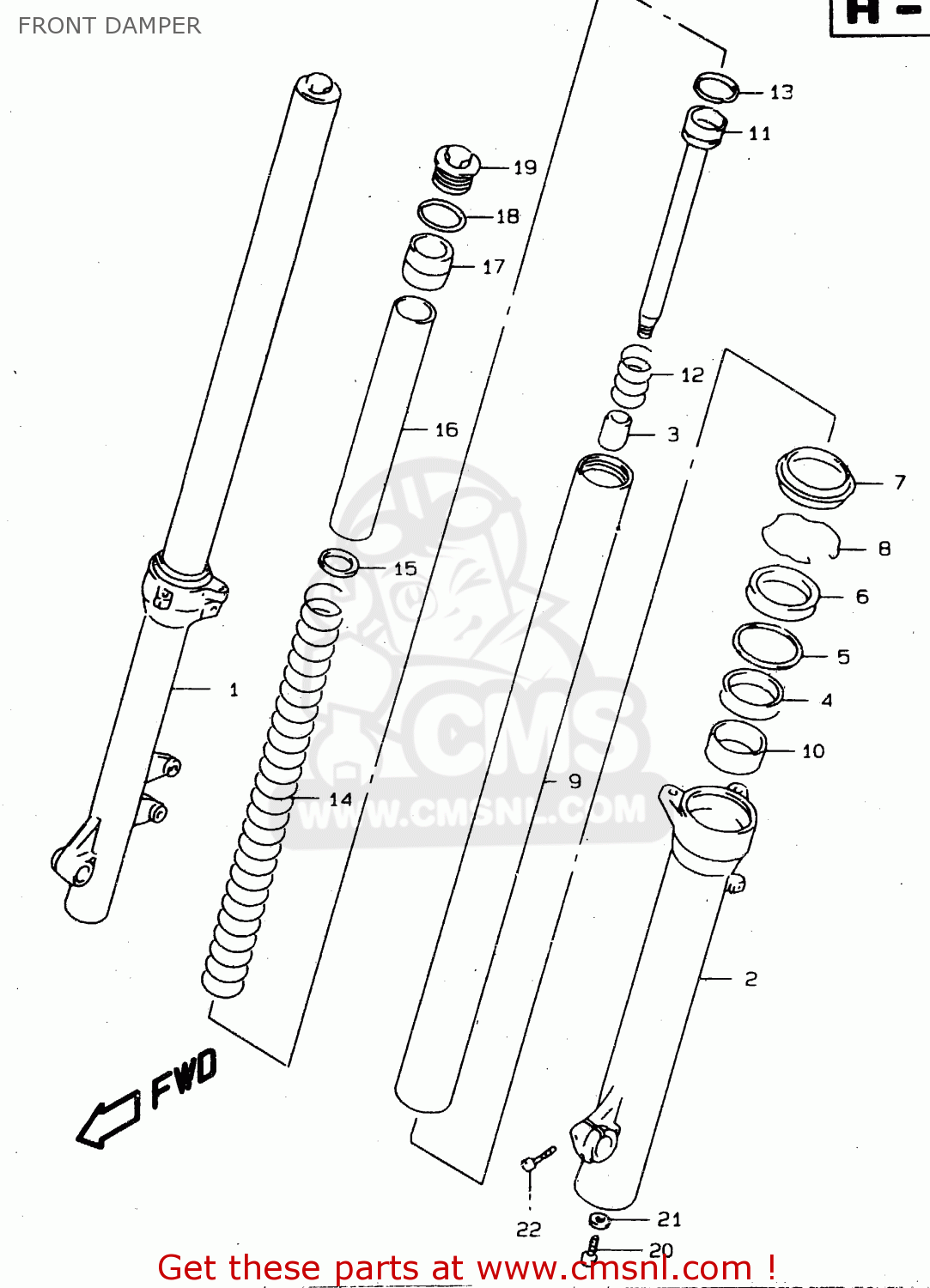 FRONT DAMPER XF650 1999 (X) (E02 E04 E17 E18 E22 E24 E25 E34)
