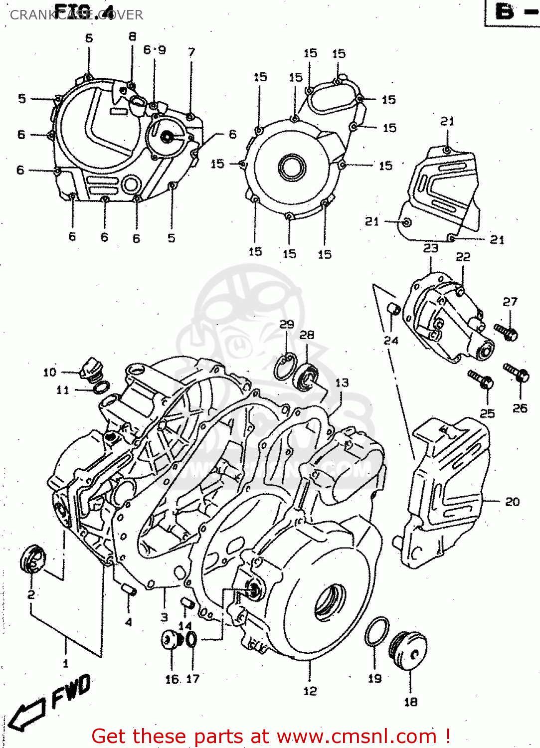 CRANKCASE COVER XF650 1999 (X) (E02 E04 E17 E18 E22 E24 E25 E34)