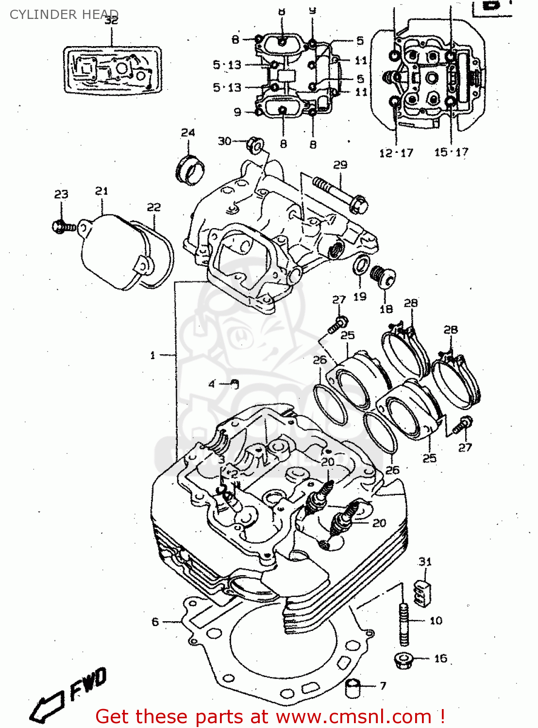 CYLINDER HEAD XF650U 1997 (V) (E22)