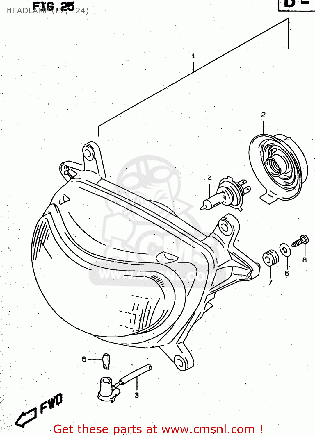HEADLAMP (E2, E24) XF650U 1997 (V) (E22)
