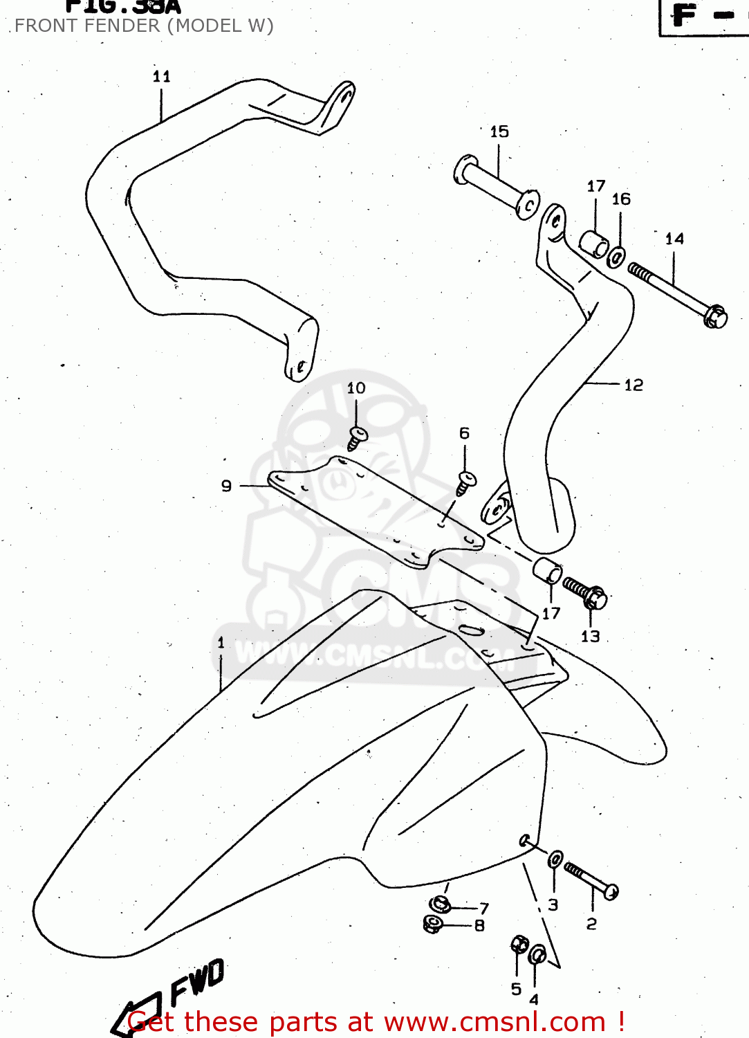 FRONT FENDER (MODEL W) XF650U 1997 (V) (E22)