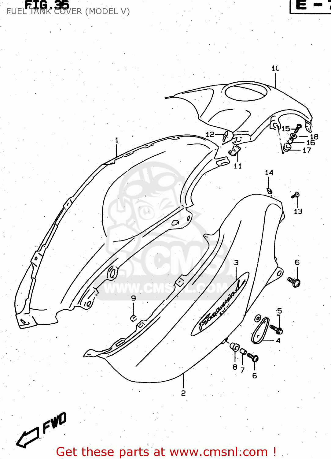 FUEL TANK COVER (MODEL V) XF650U 1998 (W) (E22)