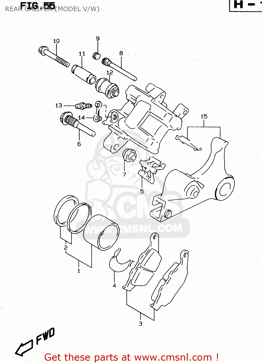 REAR CALIPER (MODEL V/W) XF650U 1999 (X) (E22)