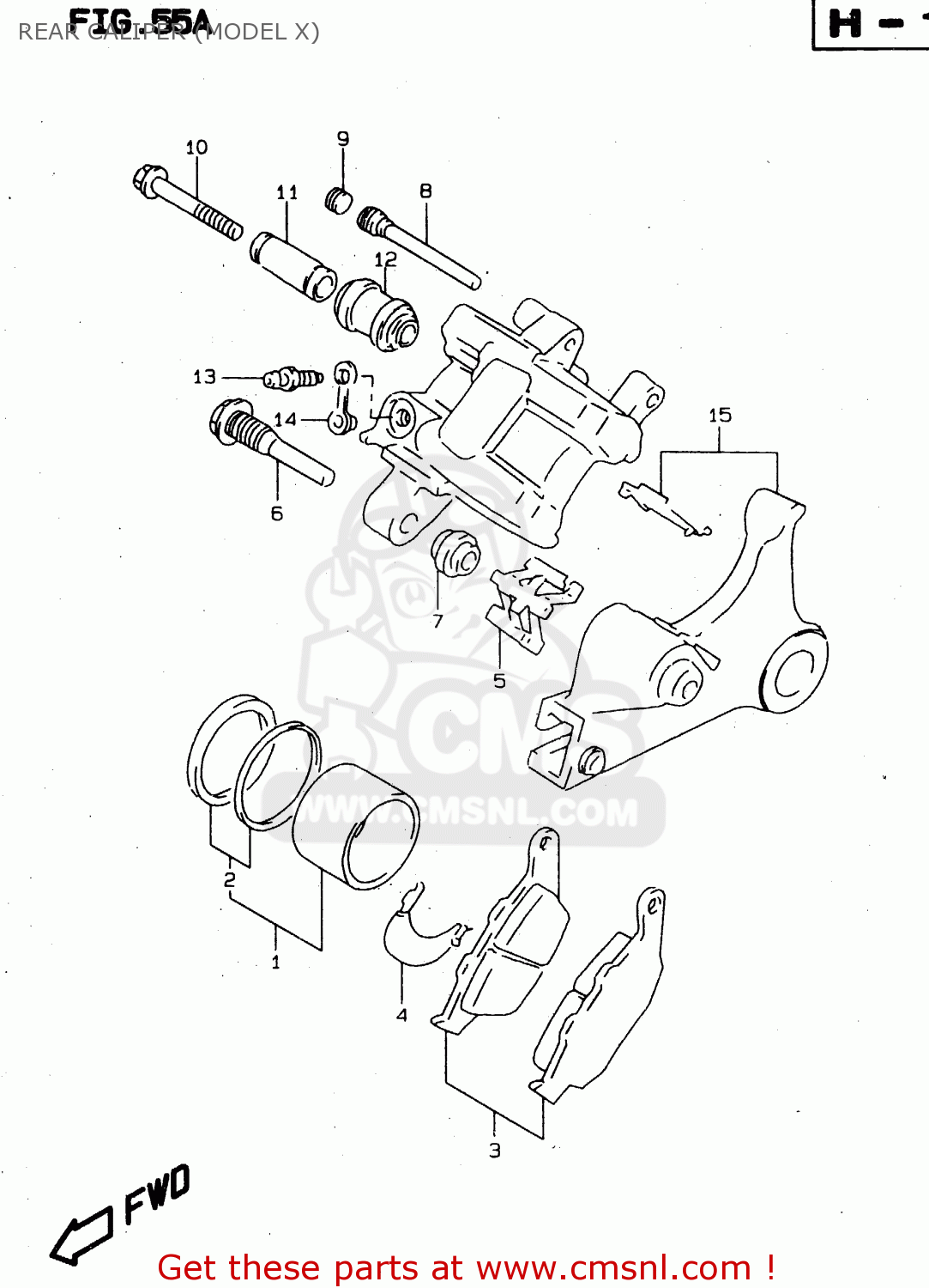 REAR CALIPER (MODEL X) XF650U 1999 (X) (E22)