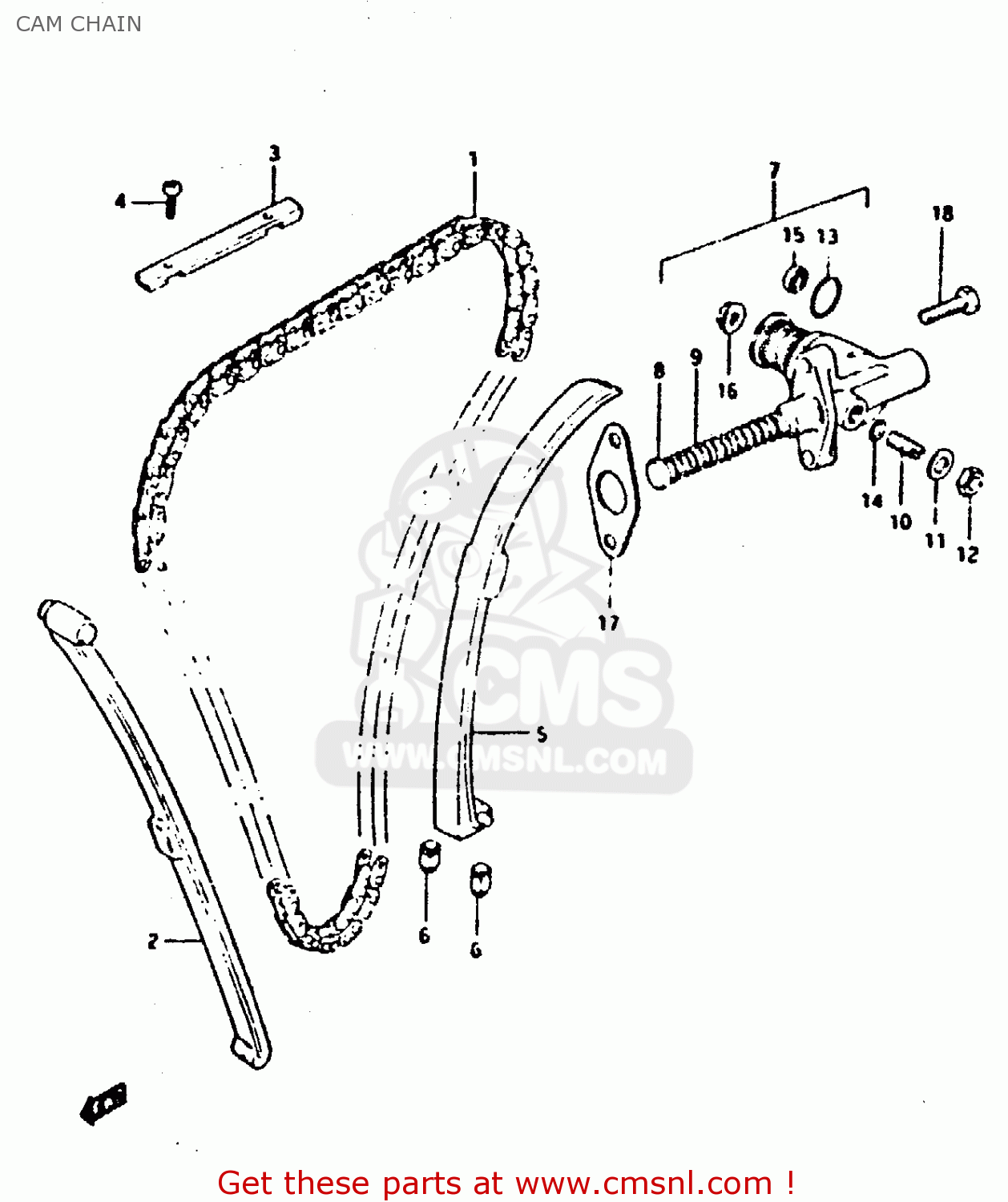 CAM CHAIN XN85 1983 (D) (1 2 4 6 15 16 17 18 21 22 24 25 26 27 30 34 39 48