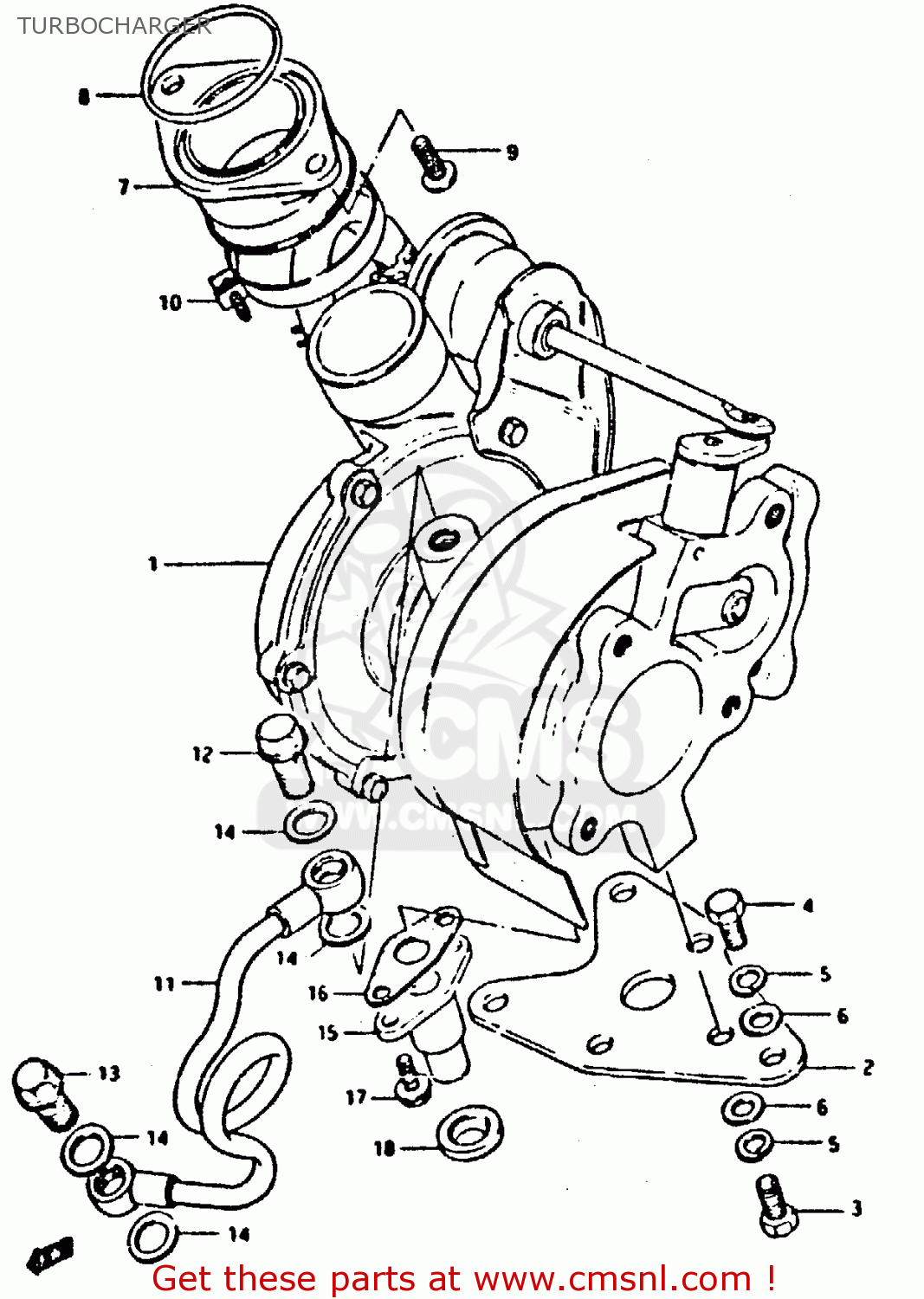 TURBOCHARGER XN85 1983 (D) (1 2 4 6 15 16 17 18 21 22 24 25 26 27 30 34 39 48