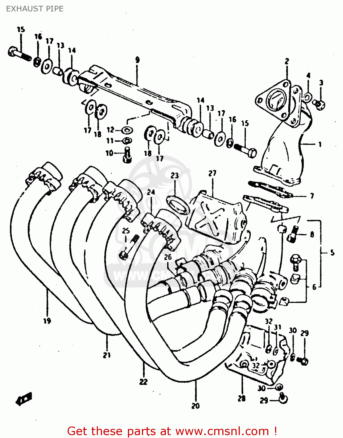 EXHAUST PIPE XN85 1983 (D) (1 2 4 6 15 16 17 18 21 22 24 25 26 27 30 34 39 48