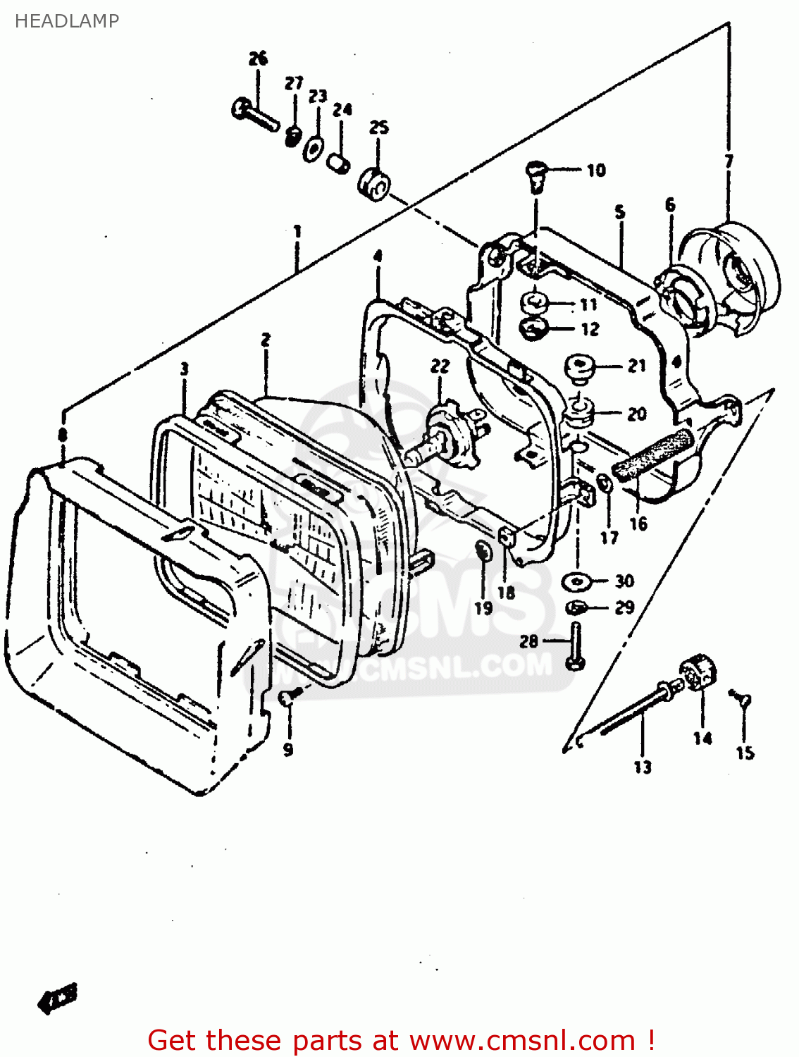 HEADLAMP XN85 1983 (D) (1 2 4 6 15 16 17 18 21 22 24 25 26 27 30 34 39 48