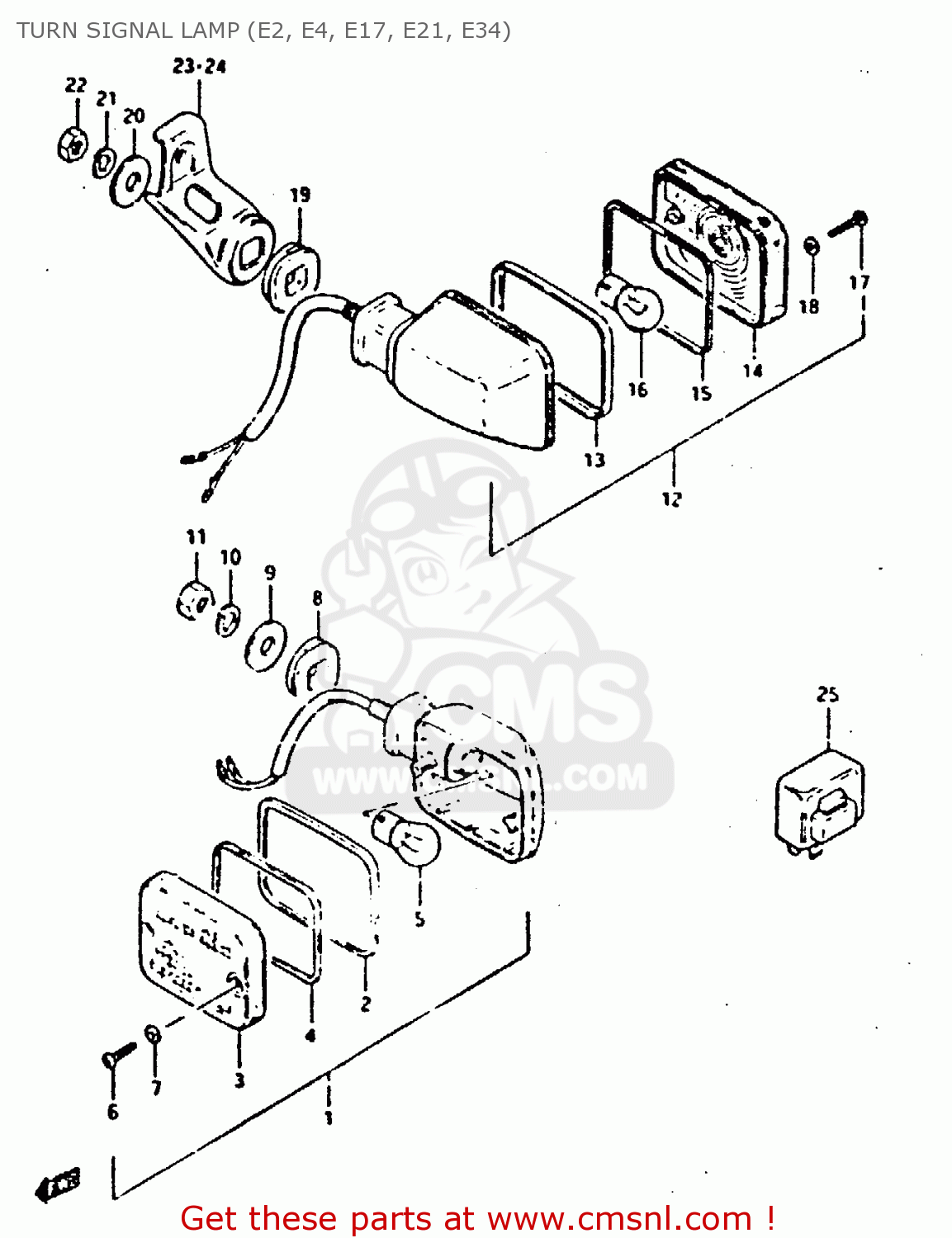 TURN SIGNAL LAMP (E2, E4, E17, E21, E34) XN85 1983 (D) (1 2 4 6 15 16 17 18 21 22 24 25 26 27 30 34 39 48