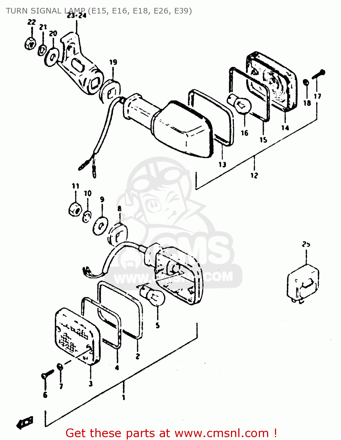 TURN SIGNAL LAMP (E15, E16, E18, E26, E39) XN85 1983 (D) (1 2 4 6 15 16 17 18 21 22 24 25 26 27 30 34 39 48