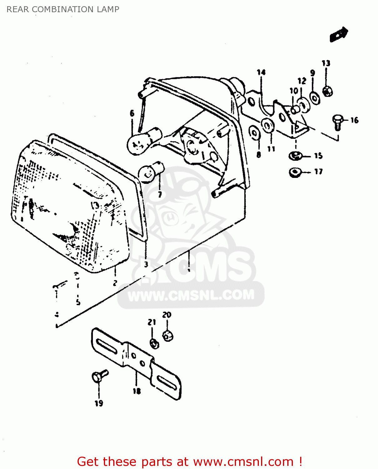REAR COMBINATION LAMP XN85 1983 (D) (1 2 4 6 15 16 17 18 21 22 24 25 26 27 30 34 39 48
