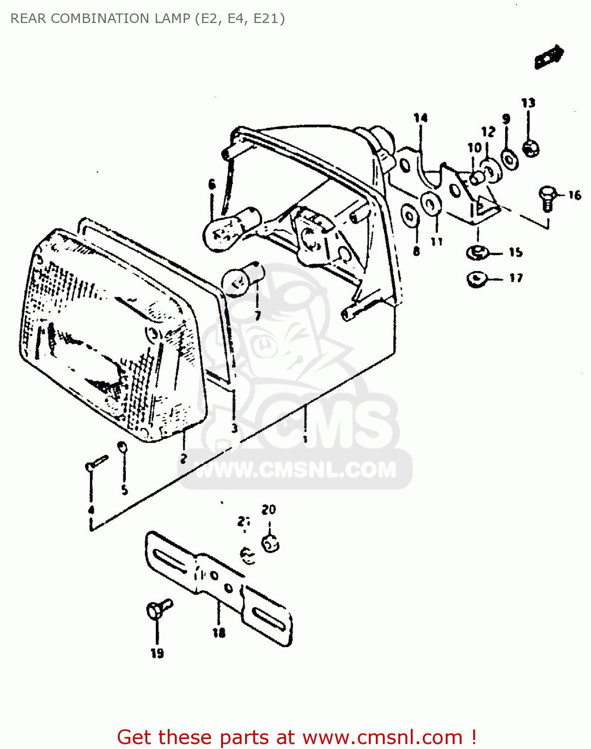 REAR COMBINATION LAMP (E2, E4, E21) XN85 1983 (D) (1 2 4 6 15 16 17 18 21 22 24 25 26 27 30 34 39 48