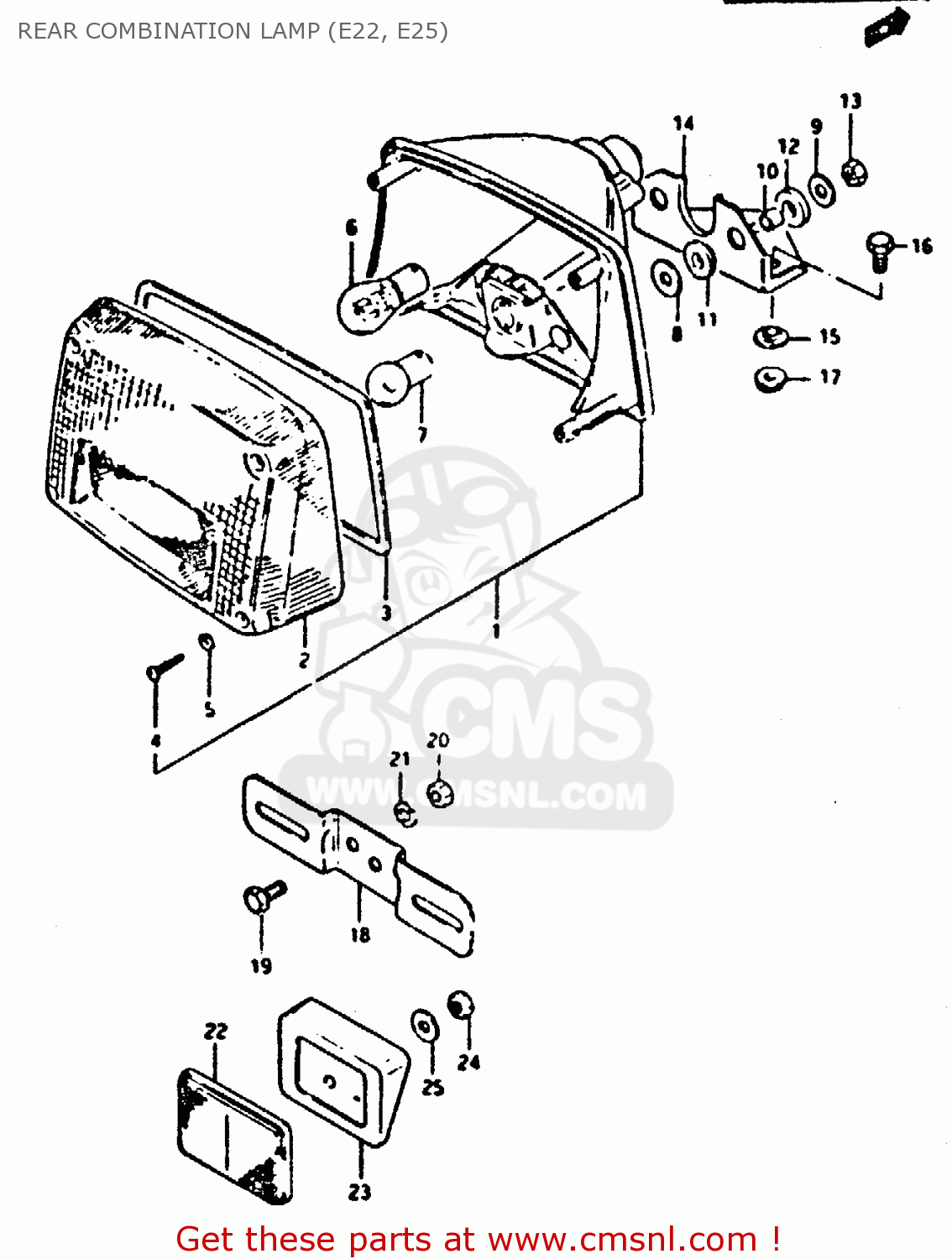 REAR COMBINATION LAMP (E22, E25) XN85 1983 (D) (1 2 4 6 15 16 17 18 21 22 24 25 26 27 30 34 39 48