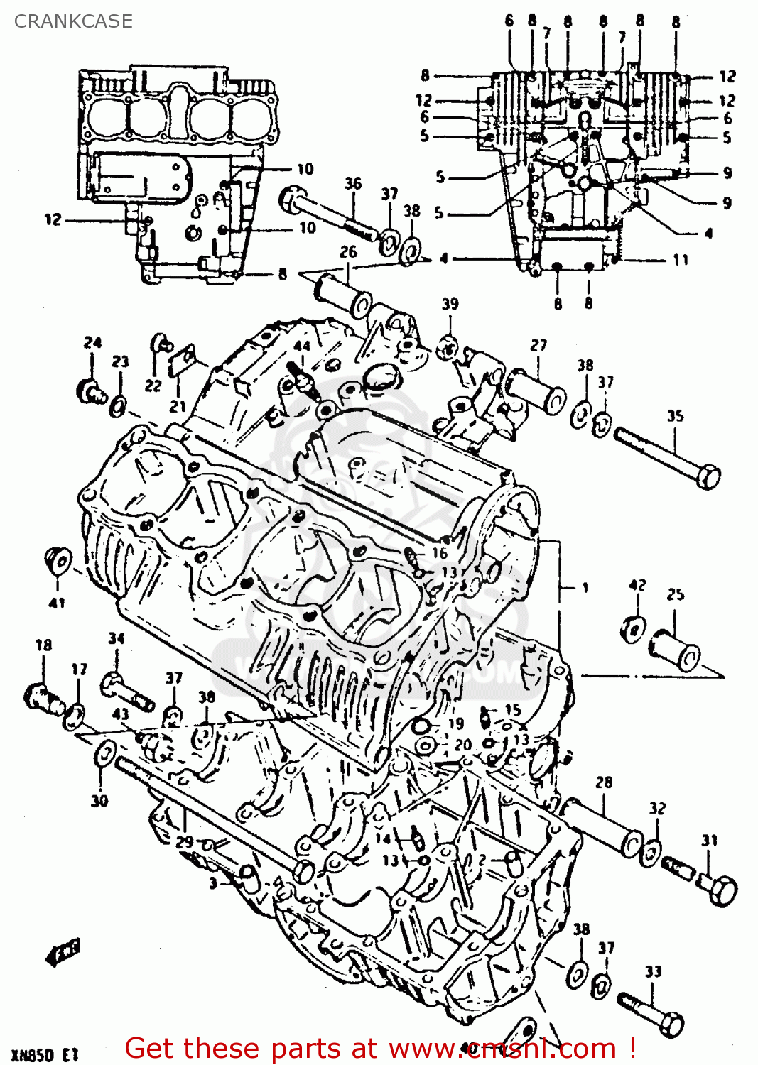CRANKCASE XN85 1983 (D) (1 2 4 6 15 16 17 18 21 22 24 25 26 27 30 34 39 48