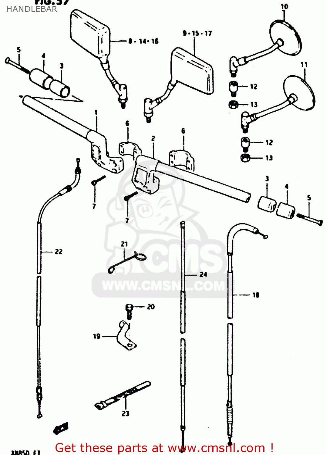 HANDLEBAR XN85 1983 (D) (1 2 4 6 15 16 17 18 21 22 24 25 26 27 30 34 39 48