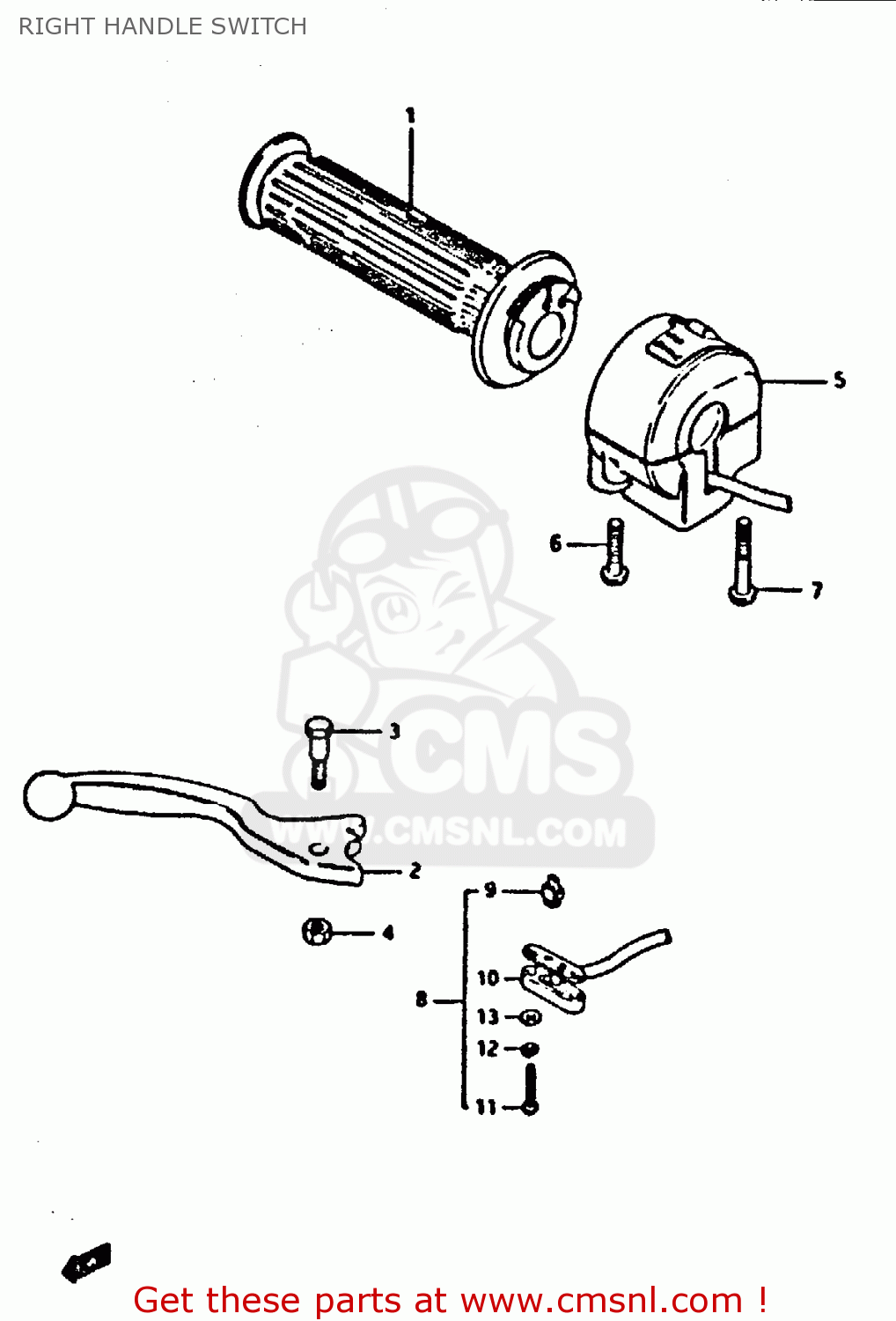 RIGHT HANDLE SWITCH XN85 1983 (D) (1 2 4 6 15 16 17 18 21 22 24 25 26 27 30 34 39 48