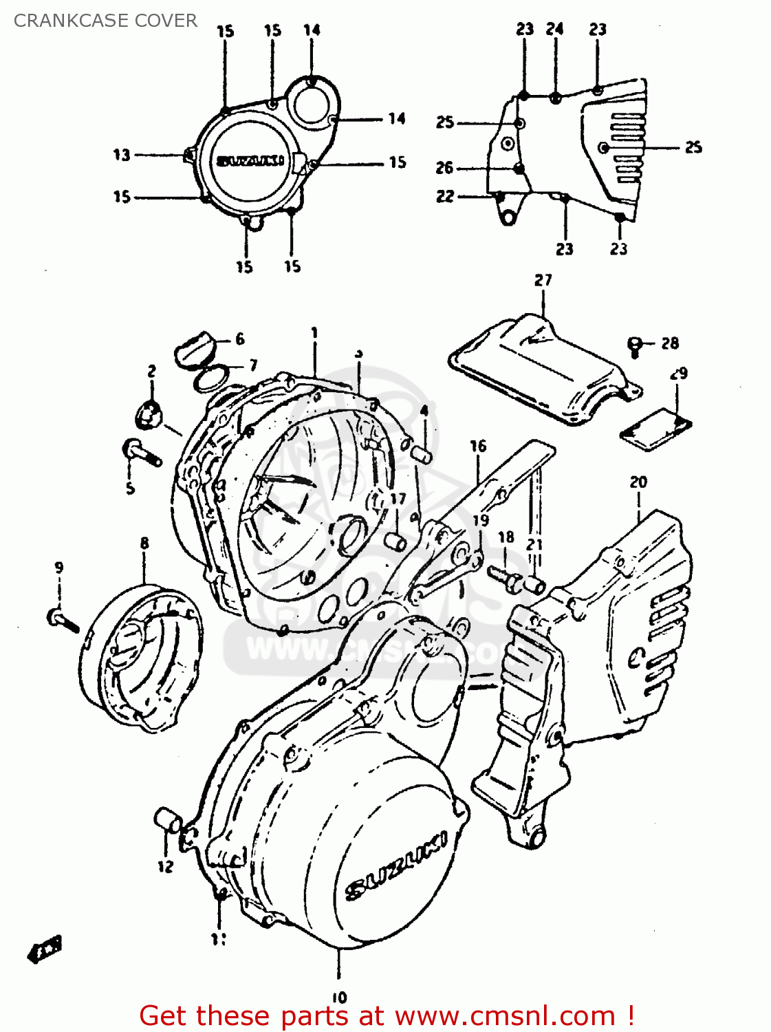 CRANKCASE COVER XN85 1983 (D) (1 2 4 6 15 16 17 18 21 22 24 25 26 27 30 34 39 48