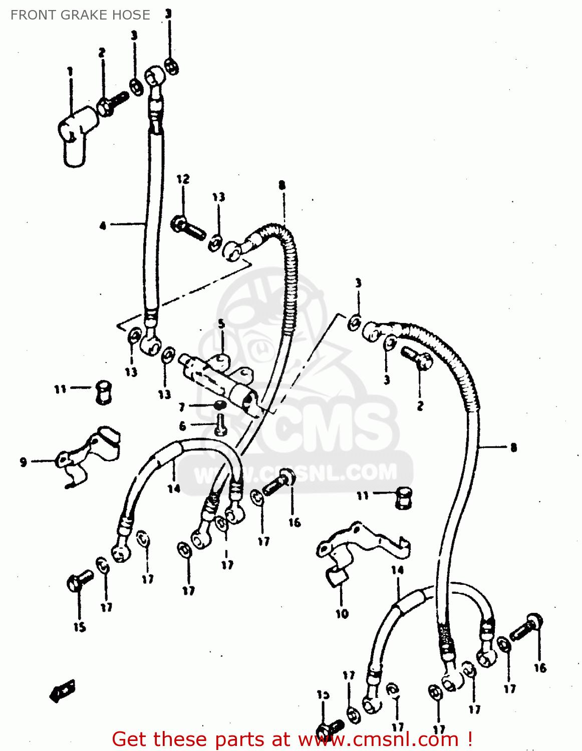 FRONT GRAKE HOSE XN85 1983 (D) (1 2 4 6 15 16 17 18 21 22 24 25 26 27 30 34 39 48