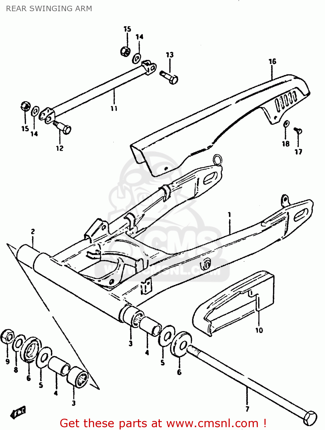 REAR SWINGING ARM XN85 1983 (D) (1 2 4 6 15 16 17 18 21 22 24 25 26 27 30 34 39 48