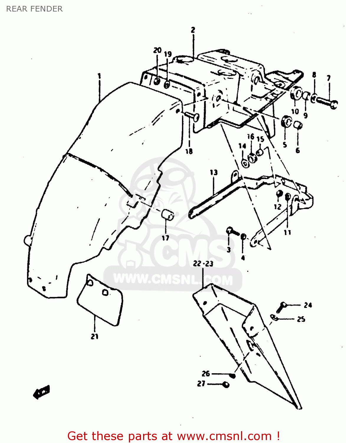 REAR FENDER XN85 1983 (D) (1 2 4 6 15 16 17 18 21 22 24 25 26 27 30 34 39 48