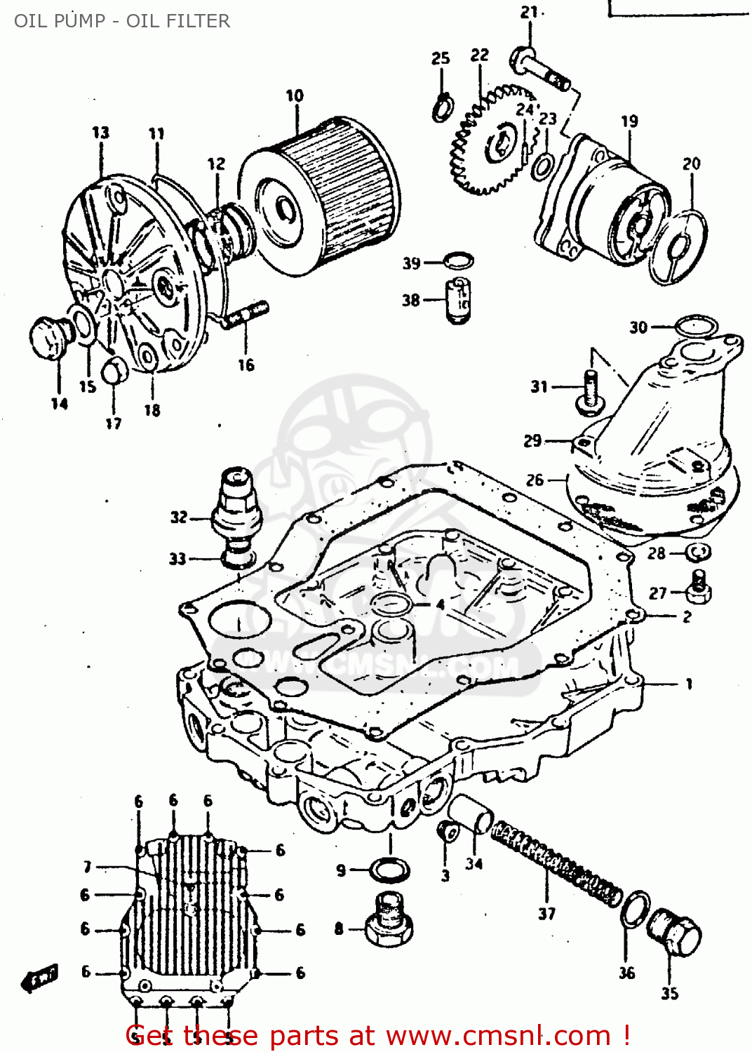 OIL PUMP - OIL FILTER XN85 1983 (D) (1 2 4 6 15 16 17 18 21 22 24 25 26 27 30 34 39 48