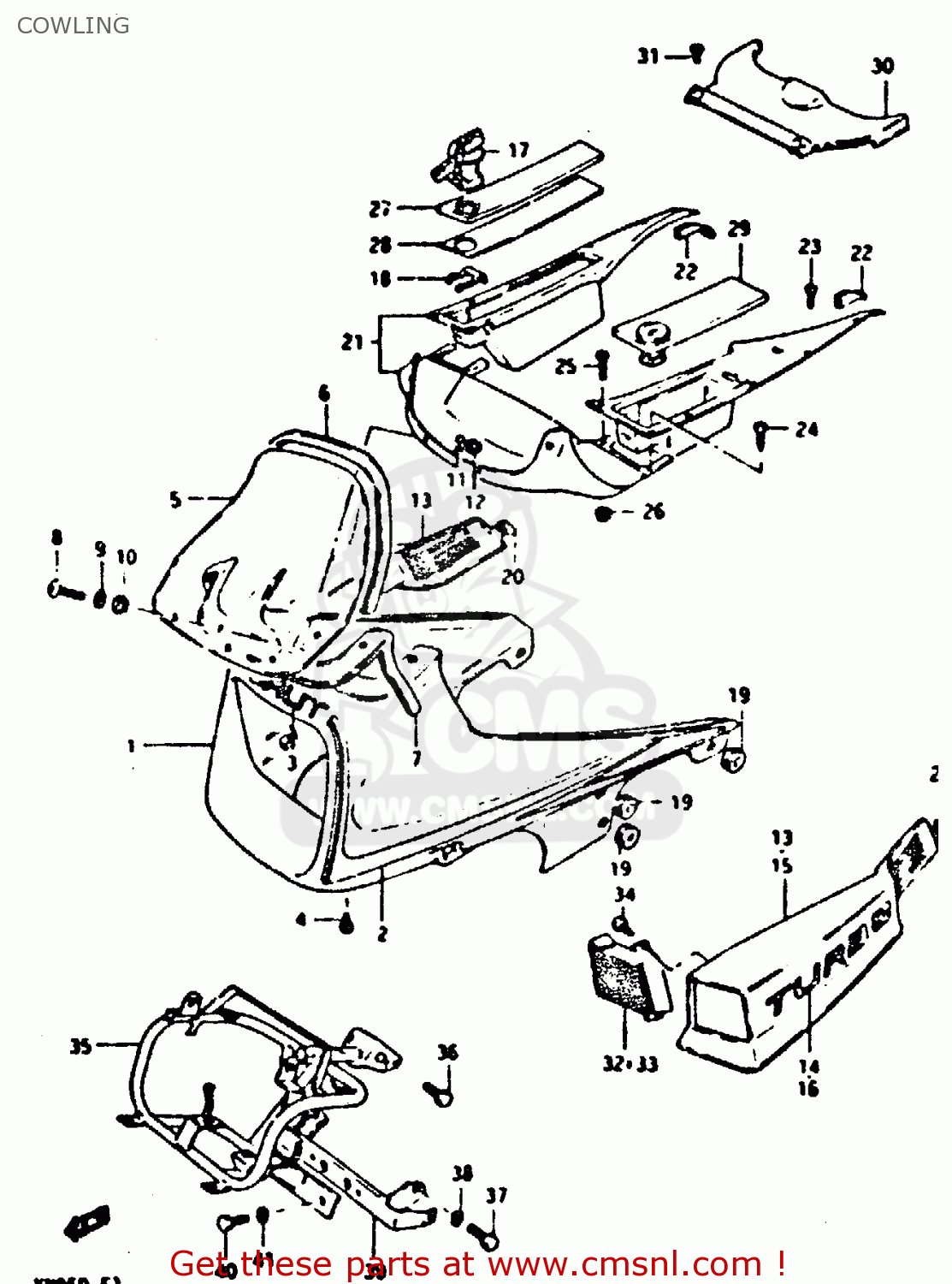 COWLING XN85 1983 (D) (1 2 4 6 15 16 17 18 21 22 24 25 26 27 30 34 39 48
