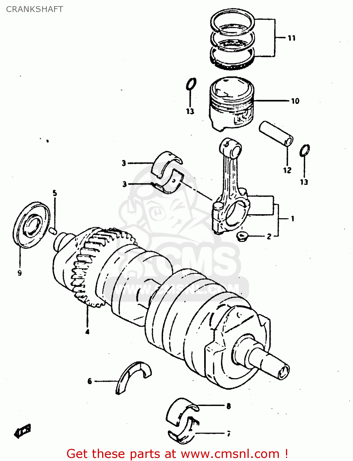 CRANKSHAFT XN85 1983 (D) (1 2 4 6 15 16 17 18 21 22 24 25 26 27 30 34 39 48