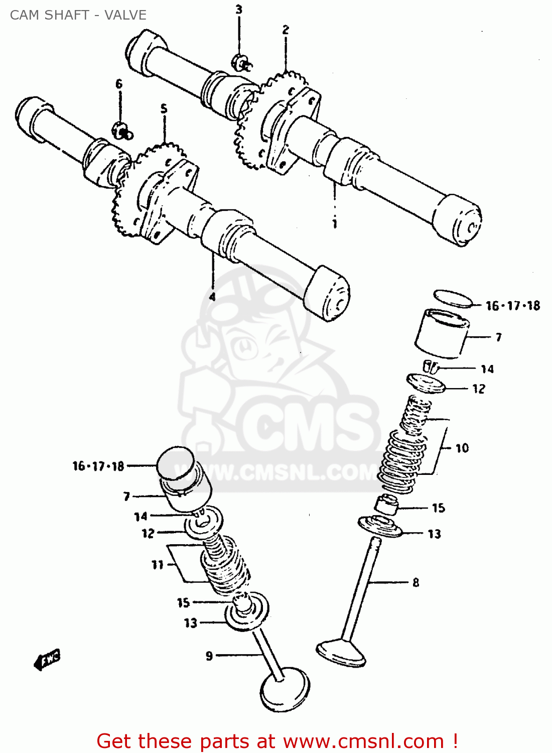 CAM SHAFT - VALVE XN85 1983 (D) (1 2 4 6 15 16 17 18 21 22 24 25 26 27 30 34 39 48