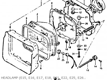 HEADLAMP (E15, E16, E17, E18, E21, E22, E25, E26, E34, E39) - XN85 1983 (D) (1 2 4 6 15 16 17 18 21 22 24 25 26 27 30 34 39 48