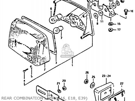 REAR COMBINATION LAMP (E16, E18, E39) - XN85 1983 (D) (1 2 4 6 15 16 17 18 21 22 24 25 26 27 30 34 39 48