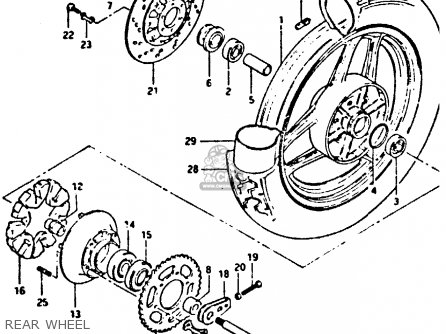 REAR WHEEL - XN85 1983 (D) (1 2 4 6 15 16 17 18 21 22 24 25 26 27 30 34 39 48