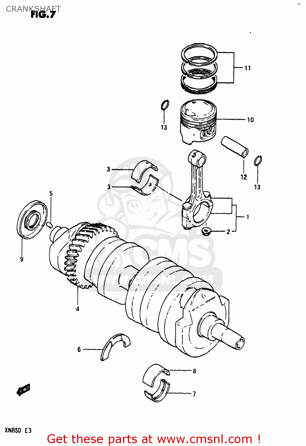 Suzuki XN85D 1983 (D) USA (E03) CRANKSHAFT - buy original CRANKSHAFT ...