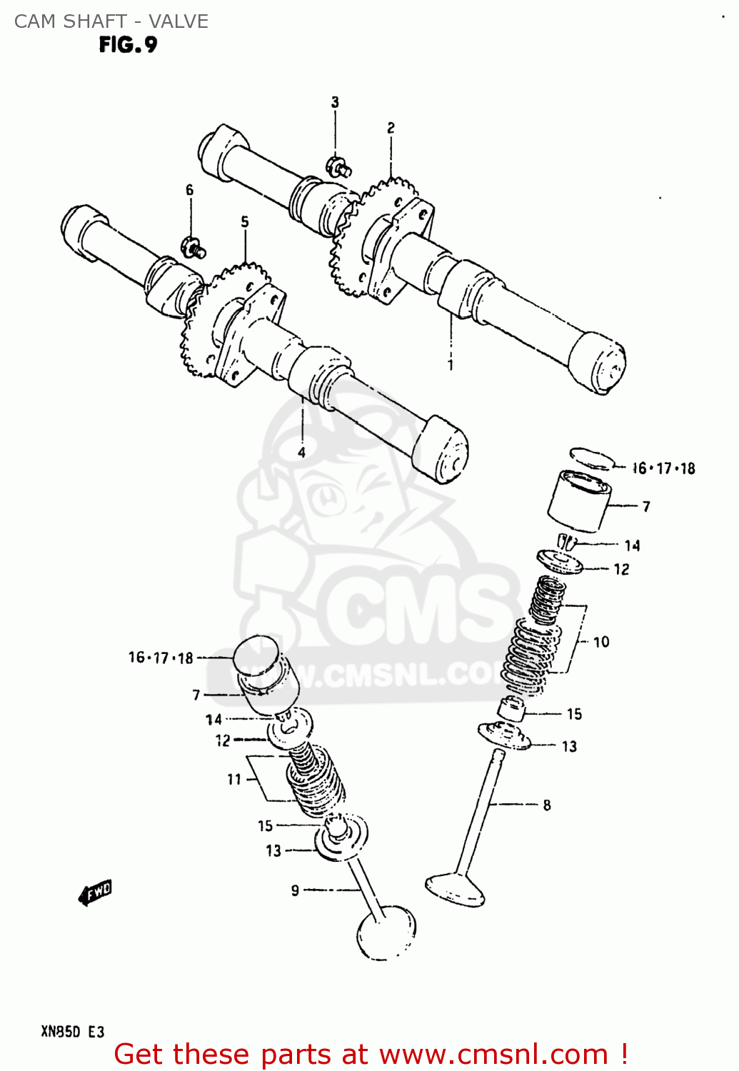 CAM SHAFT - VALVE XN85D 1983 (D) USA (E03)