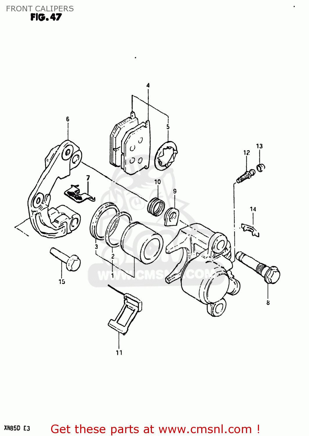 FRONT CALIPERS XN85D 1983 (D) USA (E03)