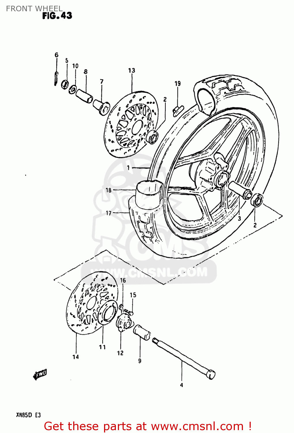 FRONT WHEEL XN85D 1983 (D) USA (E03)