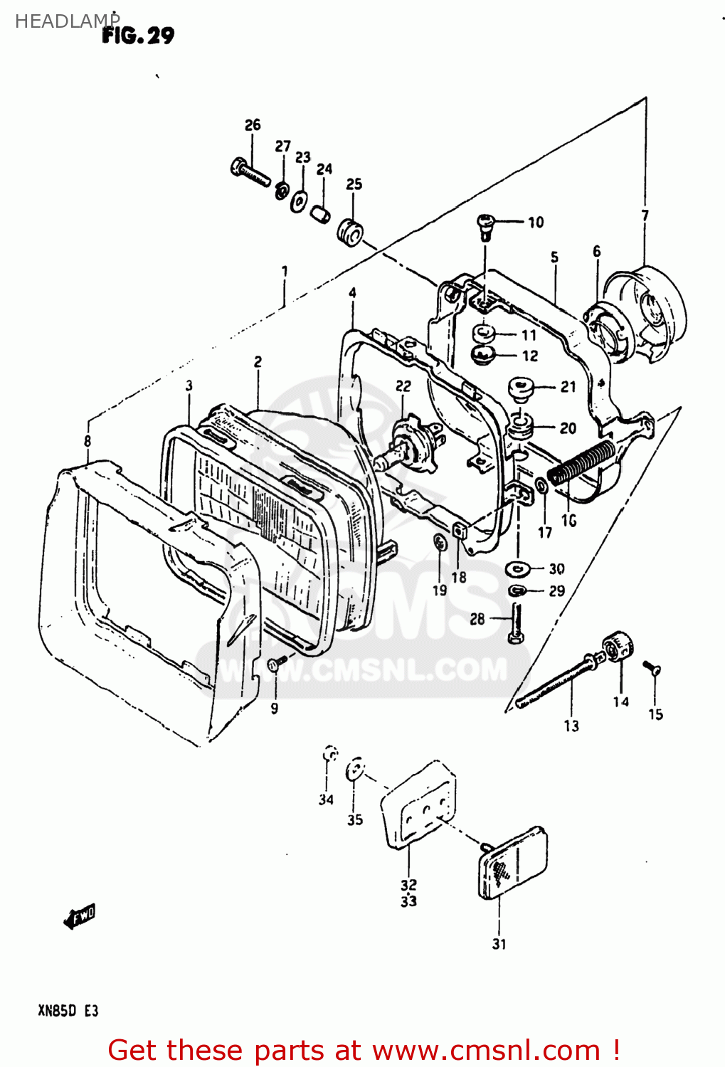 HEADLAMP XN85D 1983 (D) USA (E03)