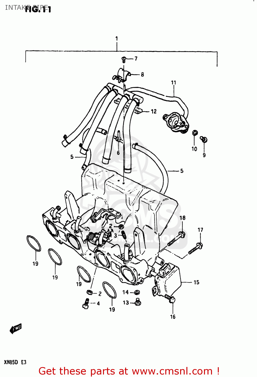 INTAKE PIPE XN85D 1983 (D) USA (E03)