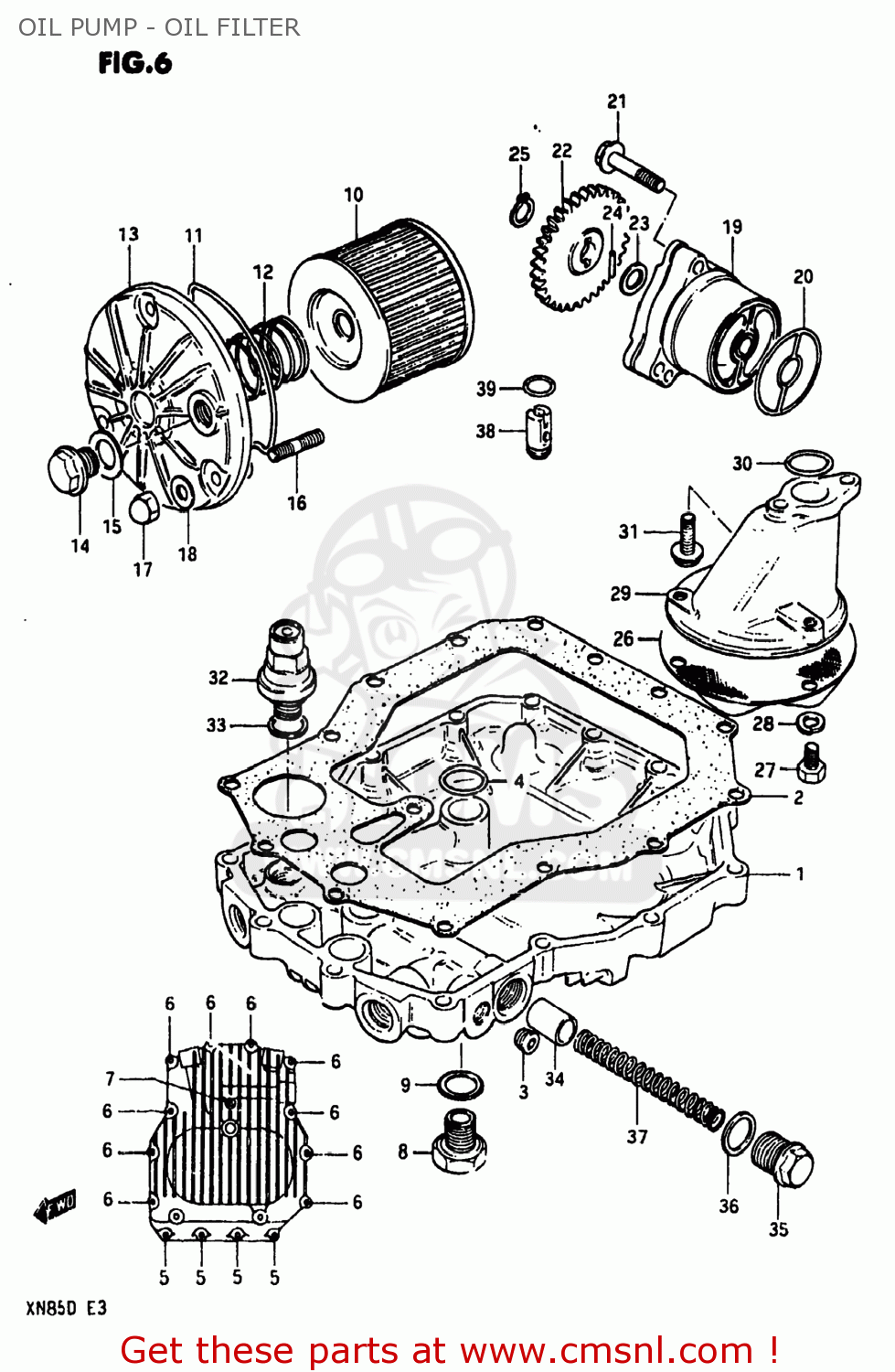 OIL PUMP - OIL FILTER XN85D 1983 (D) USA (E03)