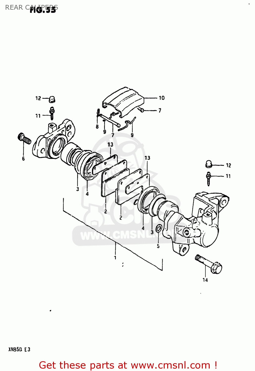 REAR CALIPERS XN85D 1983 (D) USA (E03)
