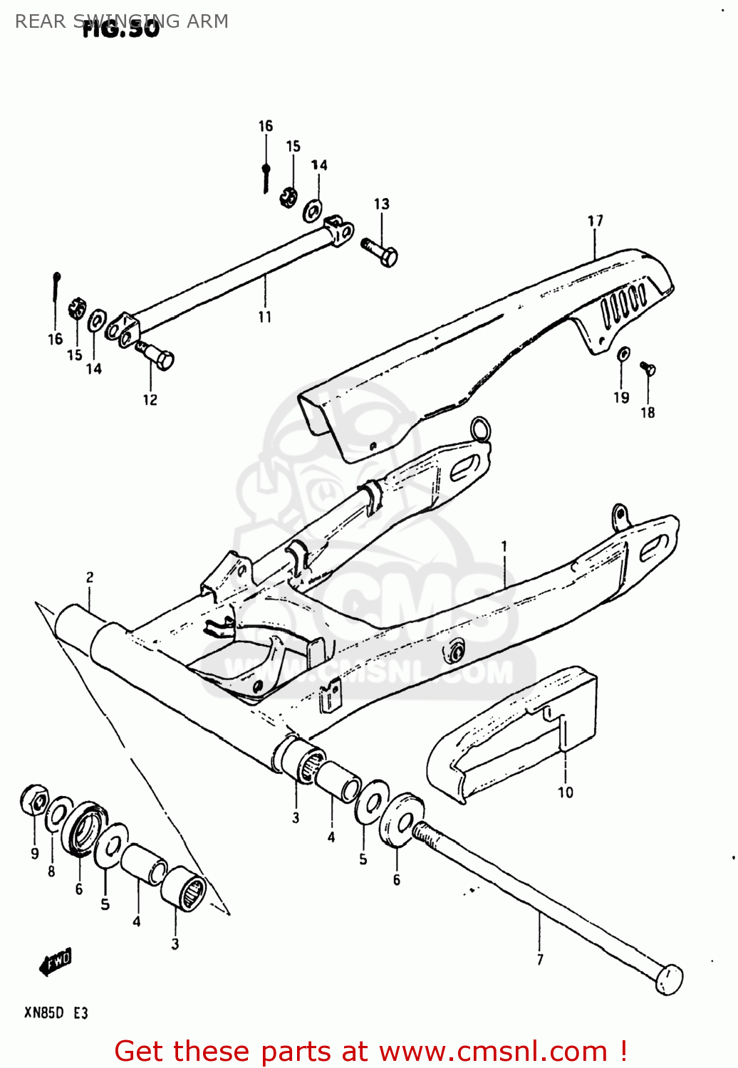 REAR SWINGING ARM XN85D 1983 (D) USA (E03)