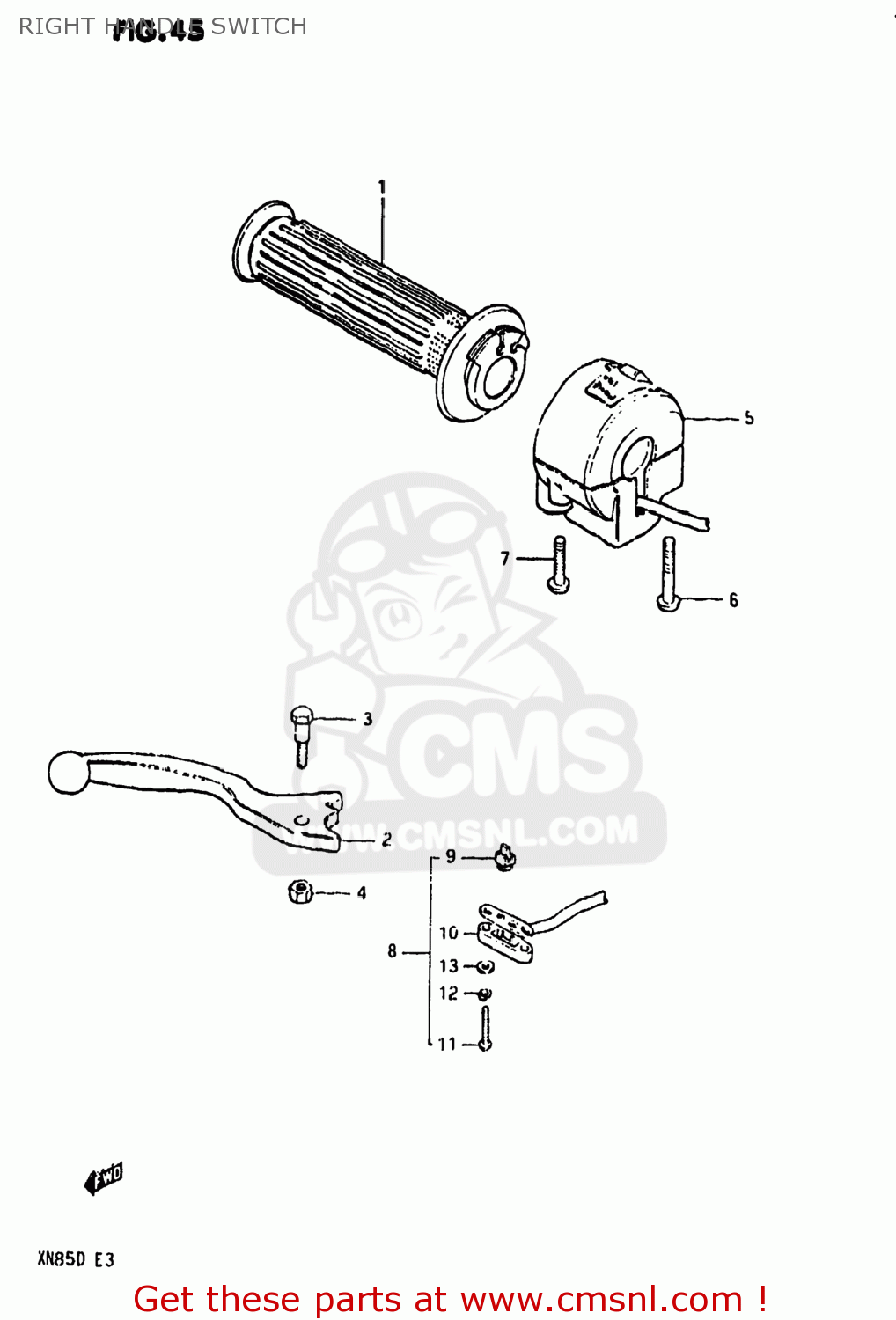 RIGHT HANDLE SWITCH XN85D 1983 (D) USA (E03)