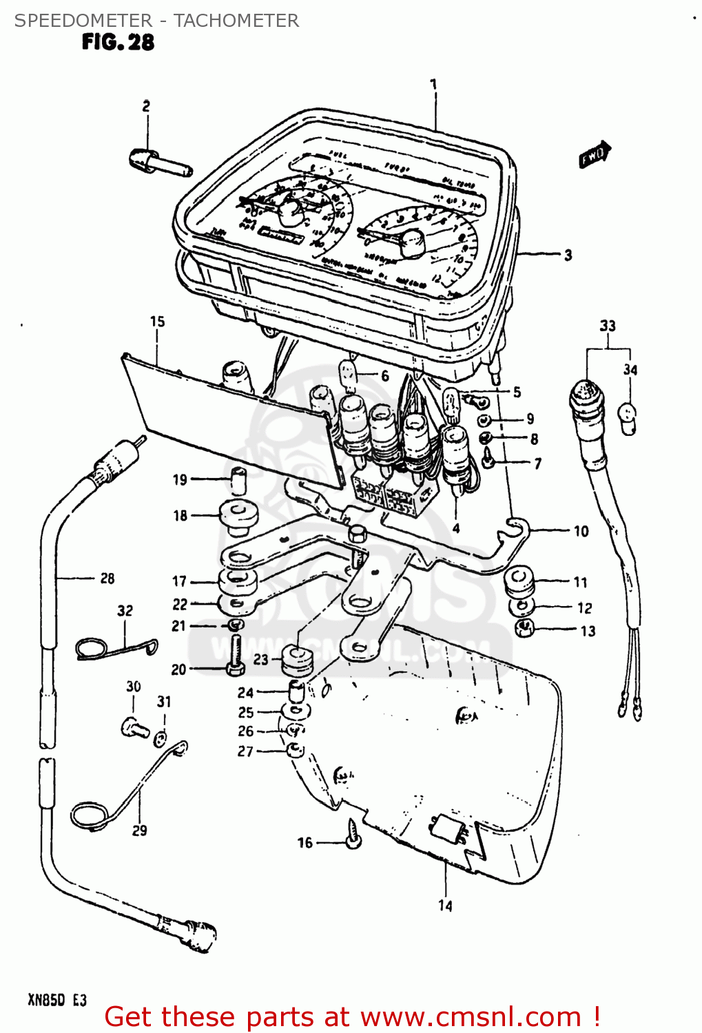 SPEEDOMETER - TACHOMETER XN85D 1983 (D) USA (E03)