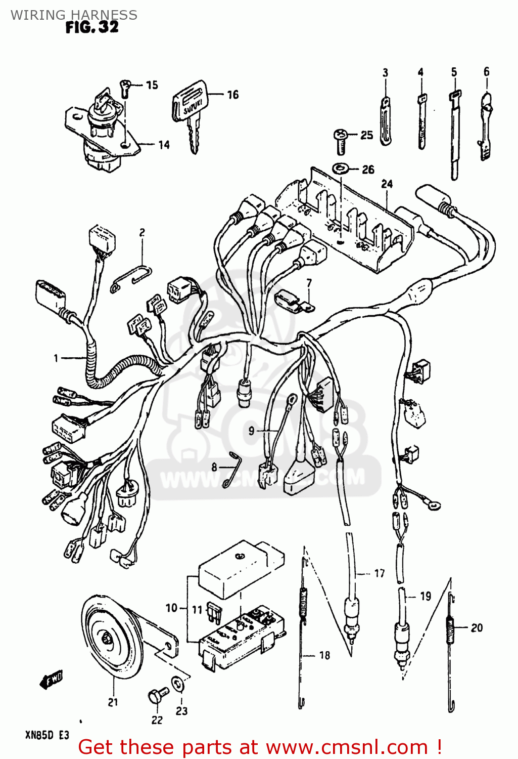 WIRING HARNESS XN85D 1983 (D) USA (E03)