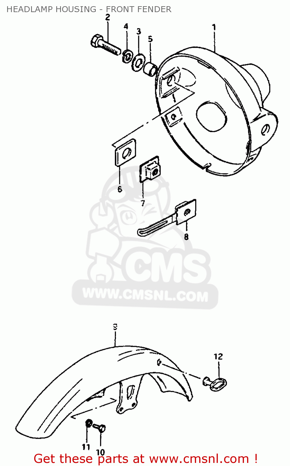 HEADLAMP HOUSING - FRONT FENDER ZR50K 1981 (X) (E22)
