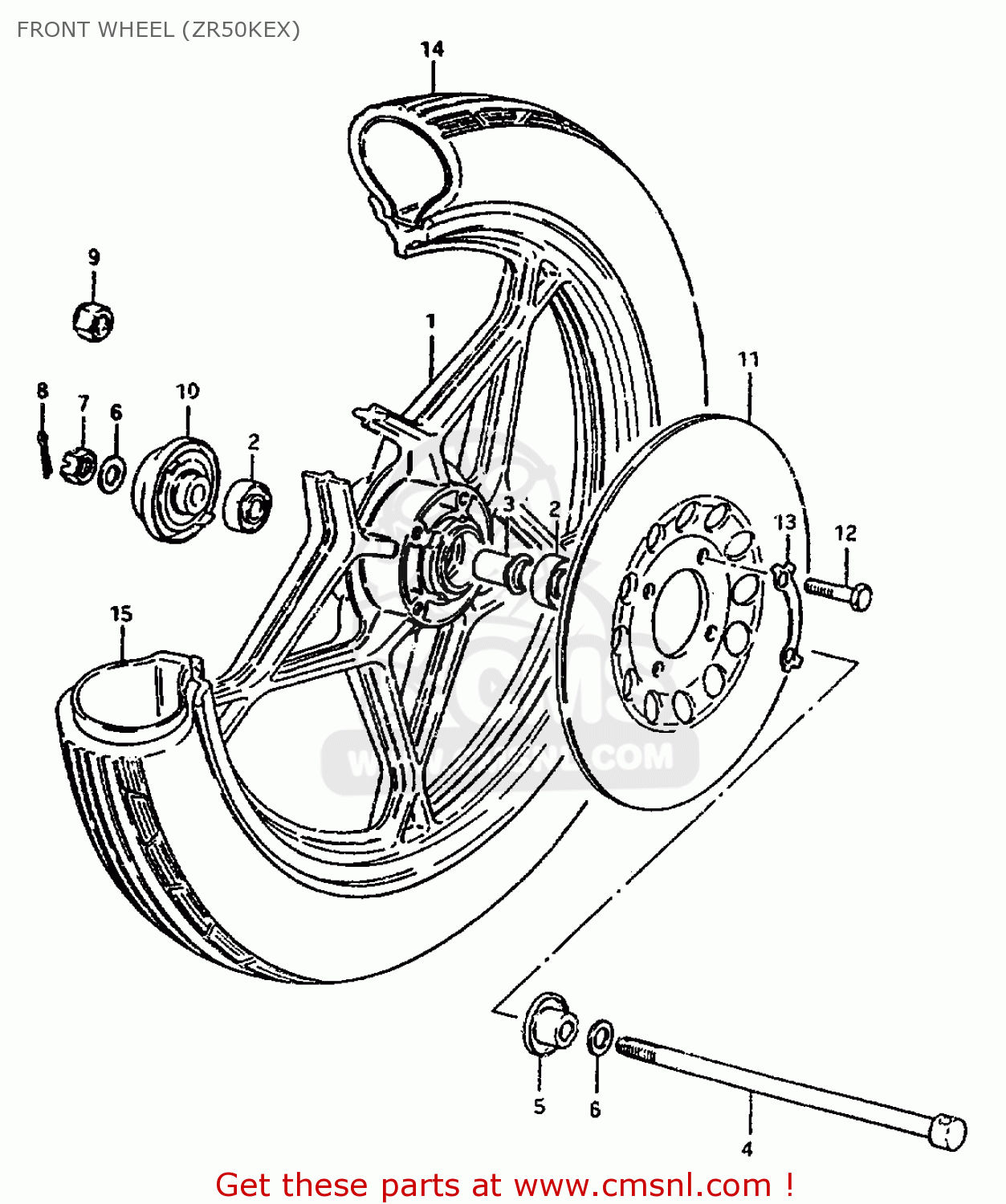 FRONT WHEEL (ZR50KEX) ZR50K 1981 (X) (E22)