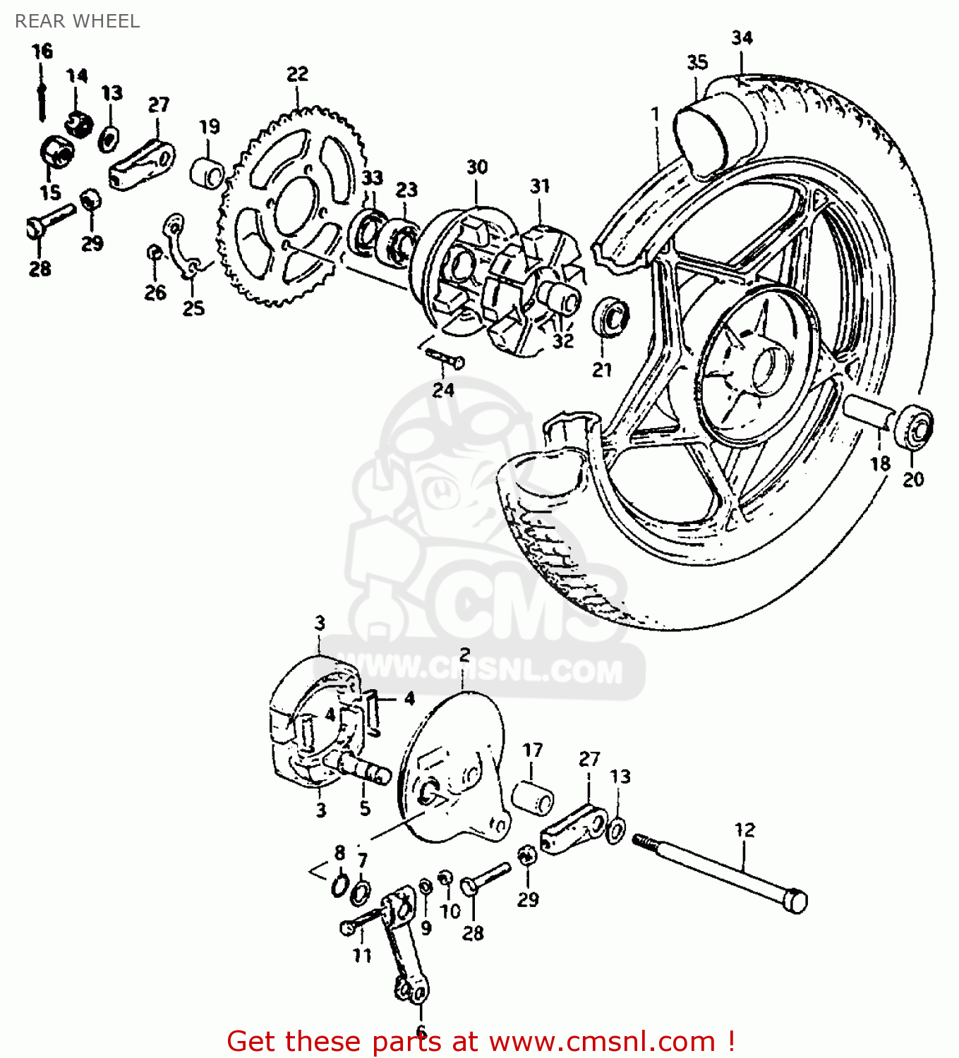 REAR WHEEL ZR50K 1981 (X) (E22)