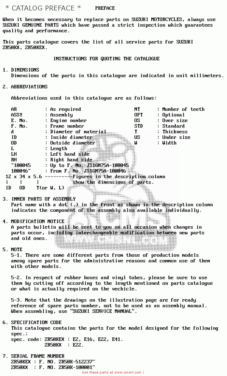 * CATALOG PREFACE * ZR50K 1981 (X) (E22)