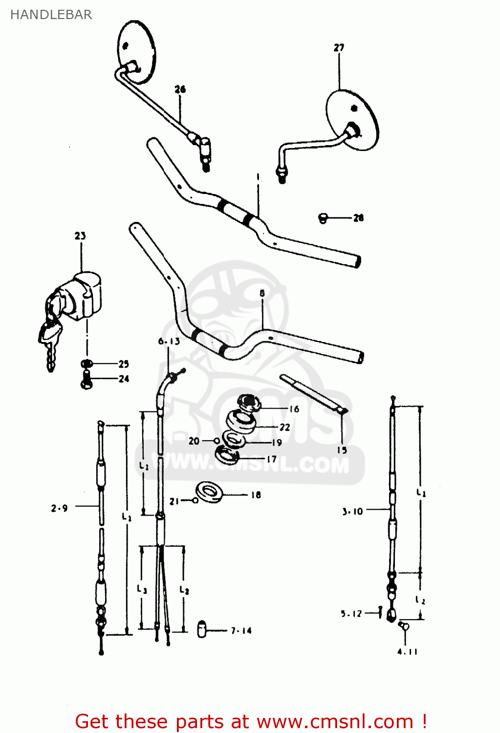 HANDLEBAR ZR50KE 1981 (N) (E02 E16 E41)